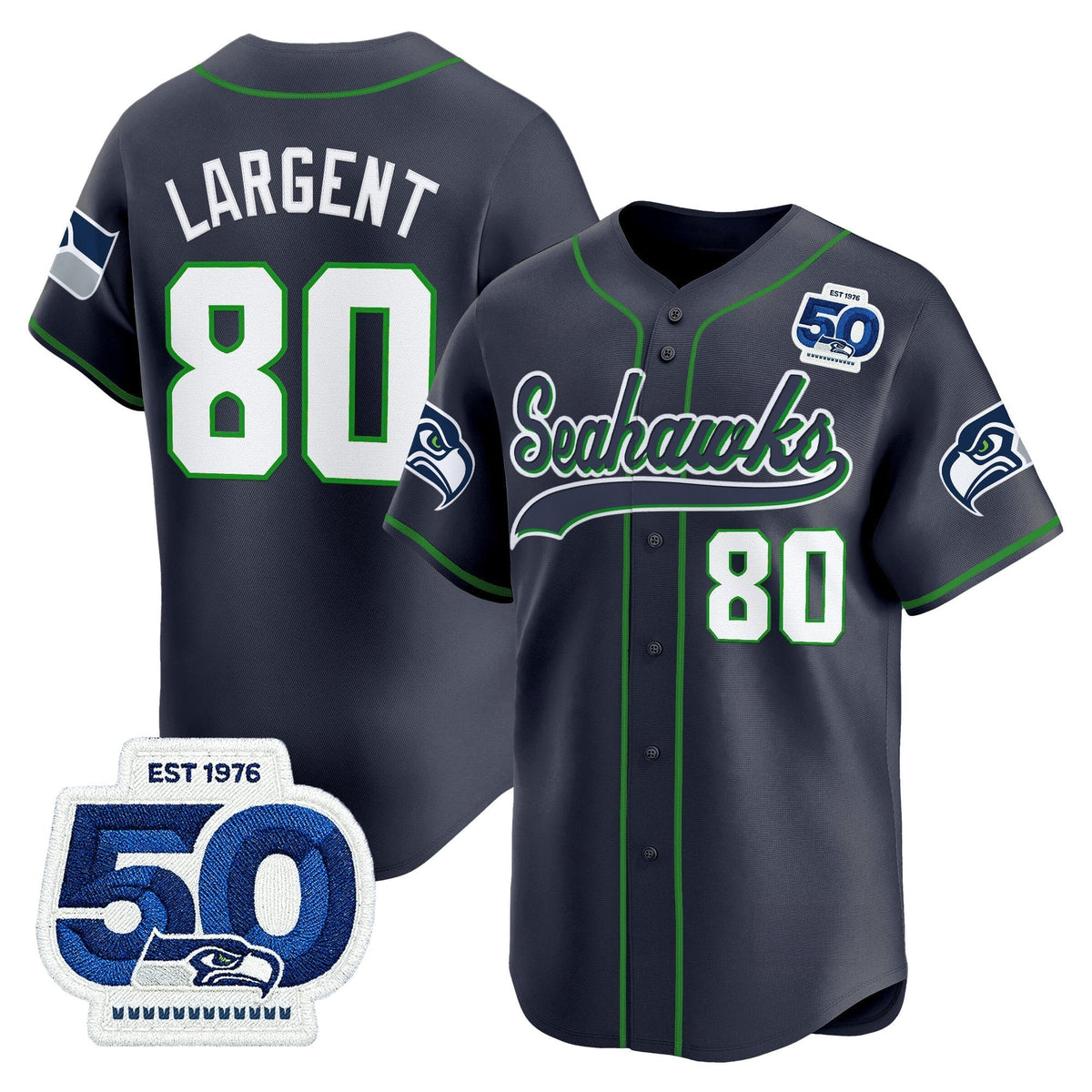 Men's Seattle Seahawks 50th Anniversary Vapor Baseball Jersey - All Stitched