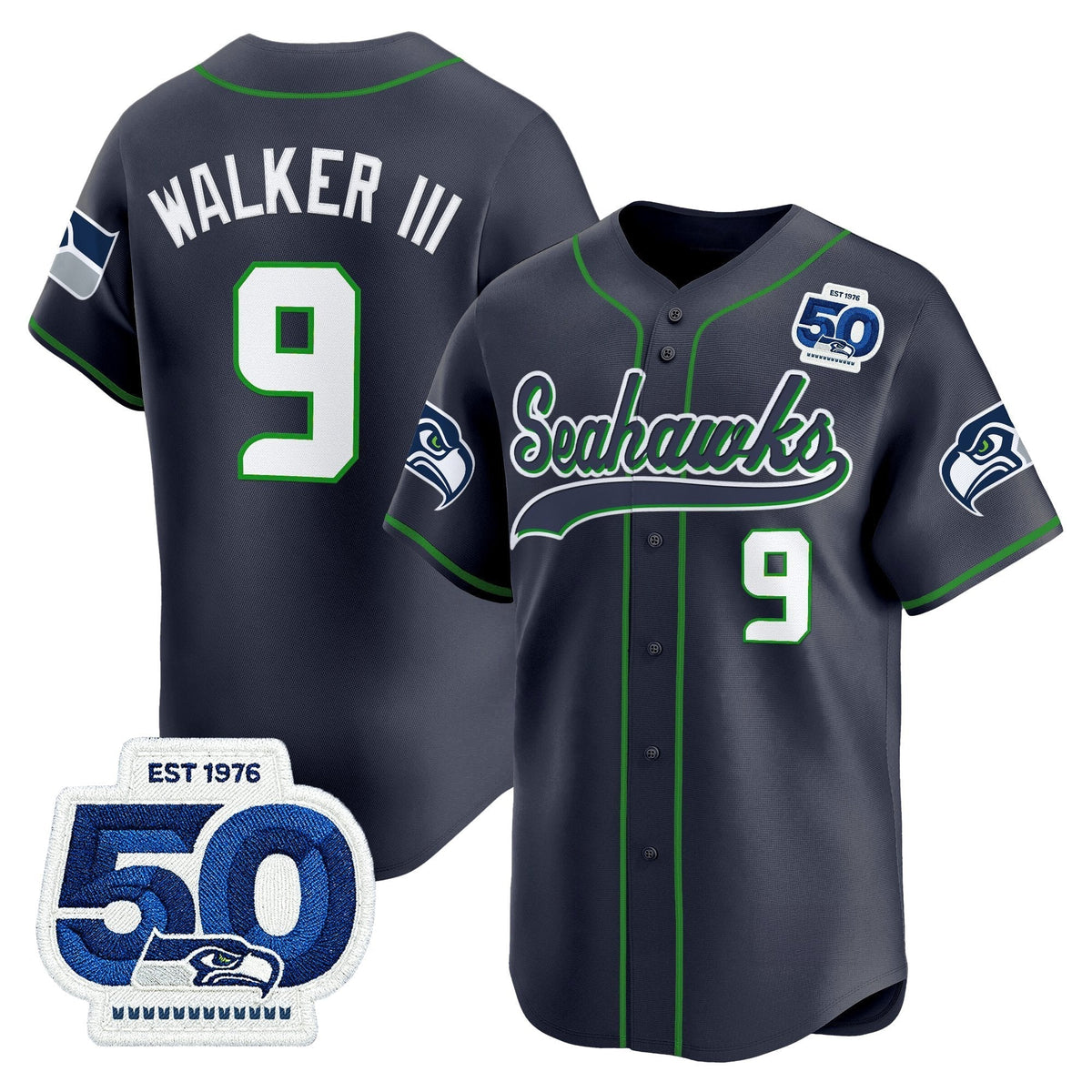 Men's Seattle Seahawks 50th Anniversary Vapor Baseball Jersey - All Stitched