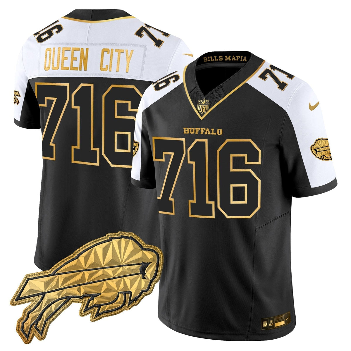Men's Buffalo Bills 2025 "Rivalries" Gold Vapor Limited Jersey - All Stitched