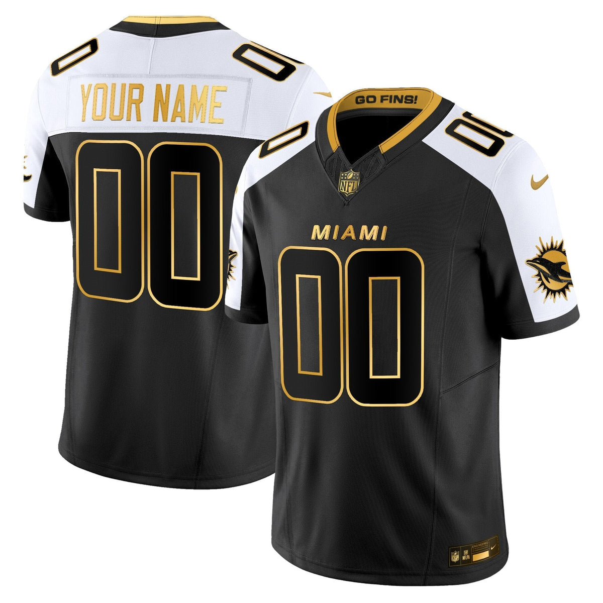 Miami Dolphins 2025 "Rivalries" Gold Vapor Limited Custom Jersey - All Stitched