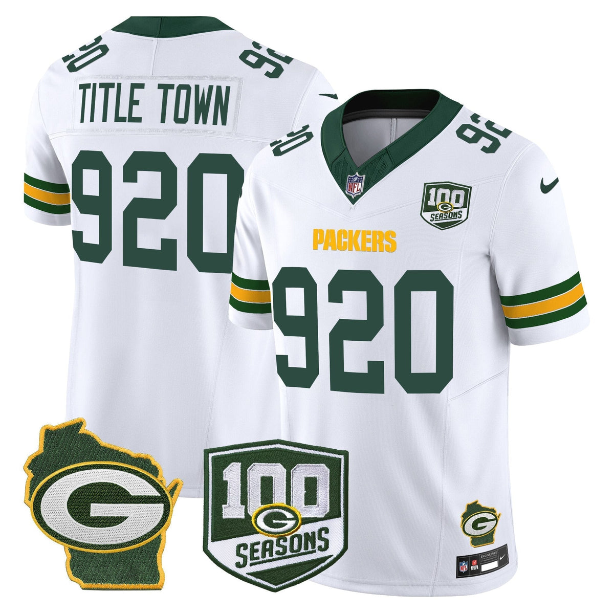 Men's Green Bay Packers 100th Season & Home Patch Vapor Limited Jersey - All Stitched