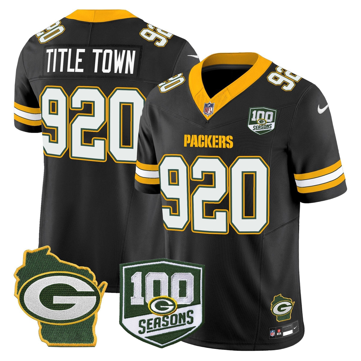 Men's Green Bay Packers 100th Season & Home Patch Vapor Limited Jersey - All Stitched