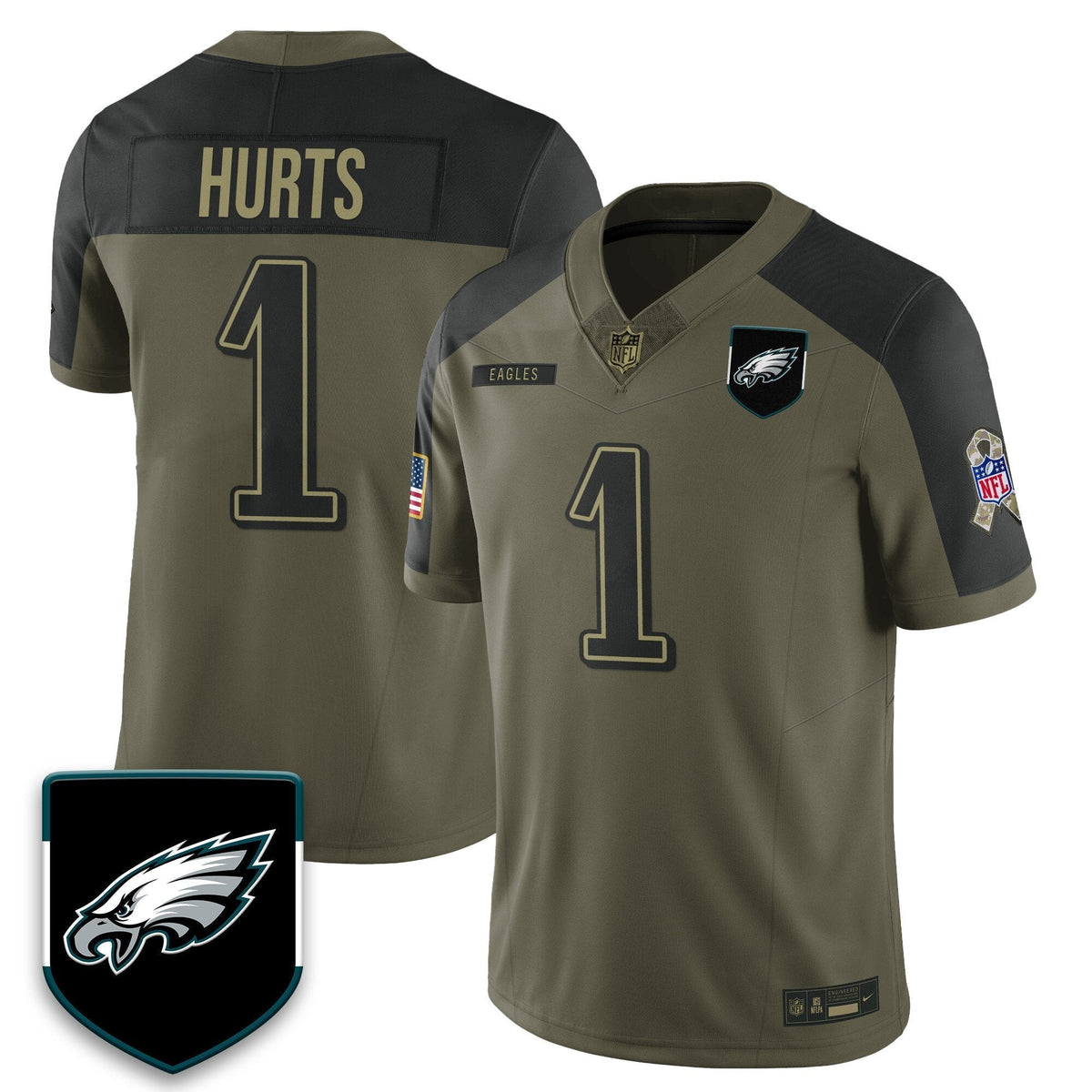 Philadelphia Eagles 2025 Salute to Service Limited Jersey - All Stitched