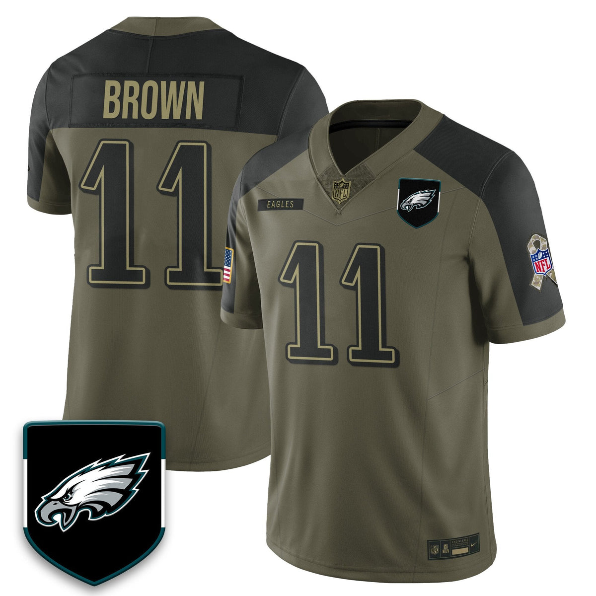 Philadelphia Eagles 2025 Salute to Service Limited Jersey - All Stitched