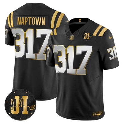 Men's Indianapolis Colts 2025 Jim Irsay Patch Gold Vapor Limited Jersey - All Stitched