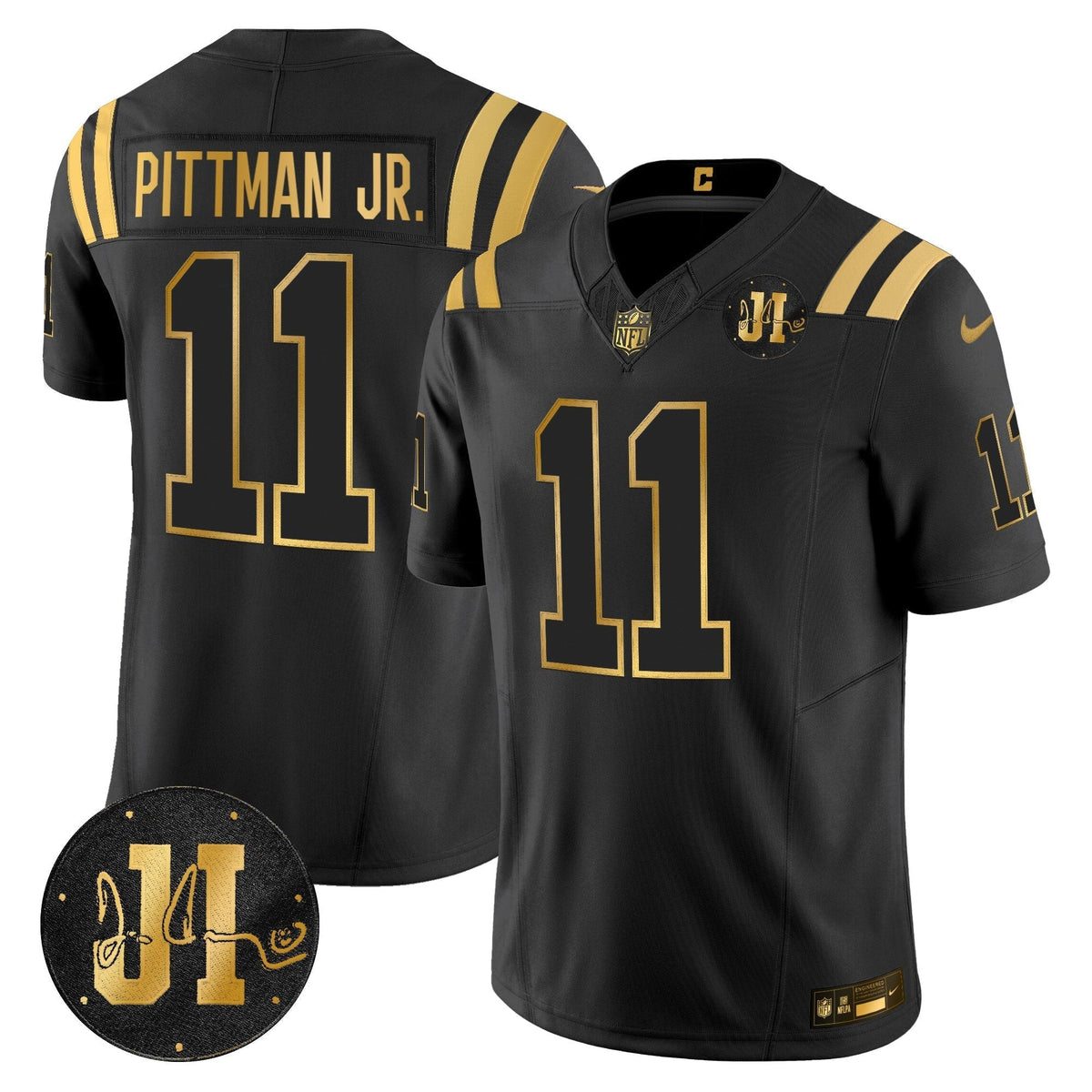 Men's Indianapolis Colts 2025 Jim Irsay Patch Gold Vapor Limited Jersey - All Stitched