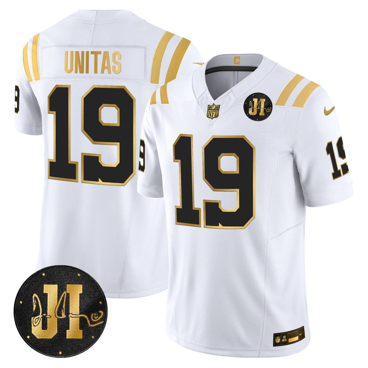 Men's Indianapolis Colts 2025 Jim Irsay Patch Gold Vapor Limited Jersey - All Stitched