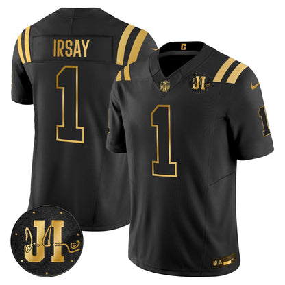 Men's Indianapolis Colts 2025 Jim Irsay Patch Gold Vapor Limited Jersey - All Stitched