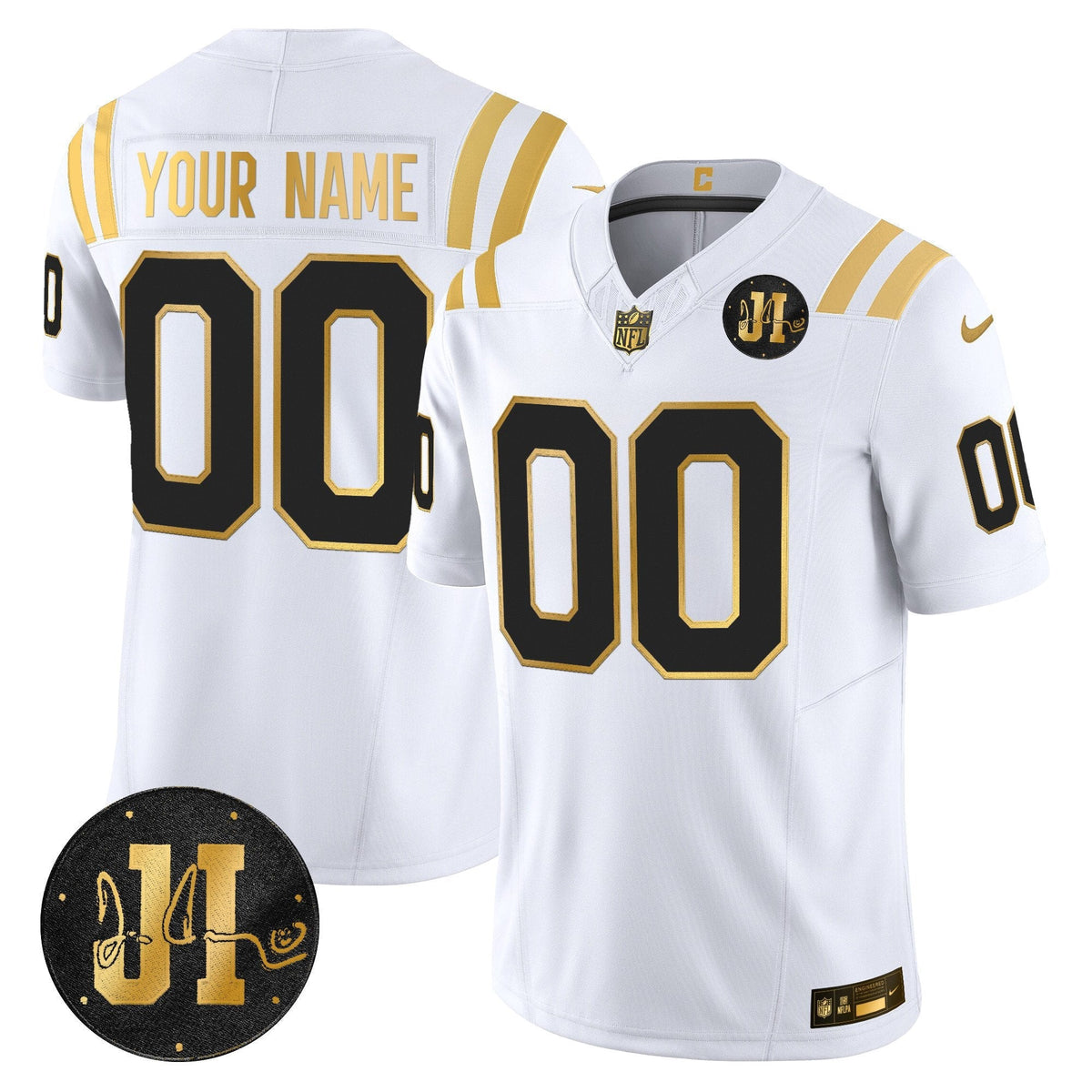 Indianapolis Colts 2025 Jim Irsay Patch Gold Vapor Limited Custom Jersey - All Stitched