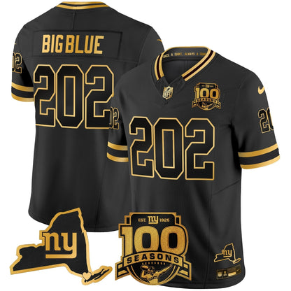 Men's New York Giants 100th Season & State Patch Gold Vapor Limited Jersey - All Stitched