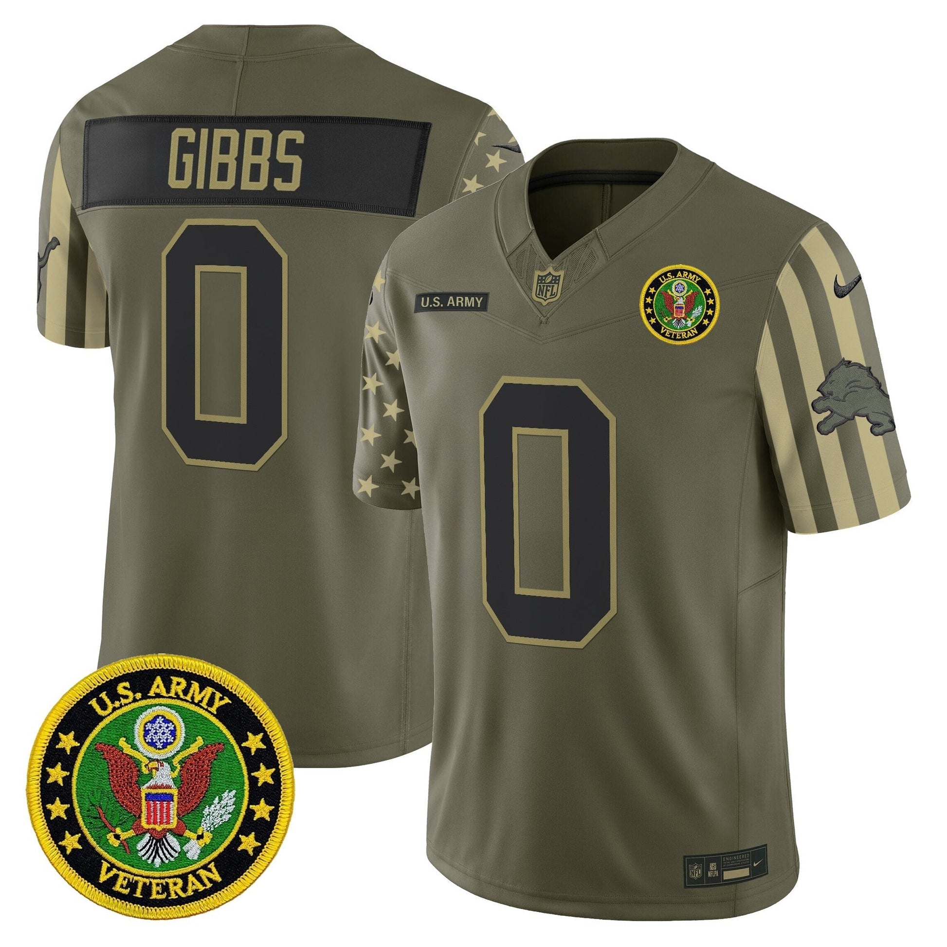 Men's Detroit Lions x U.S. Military Veteran Vapor Limited Jersey - All Stitched