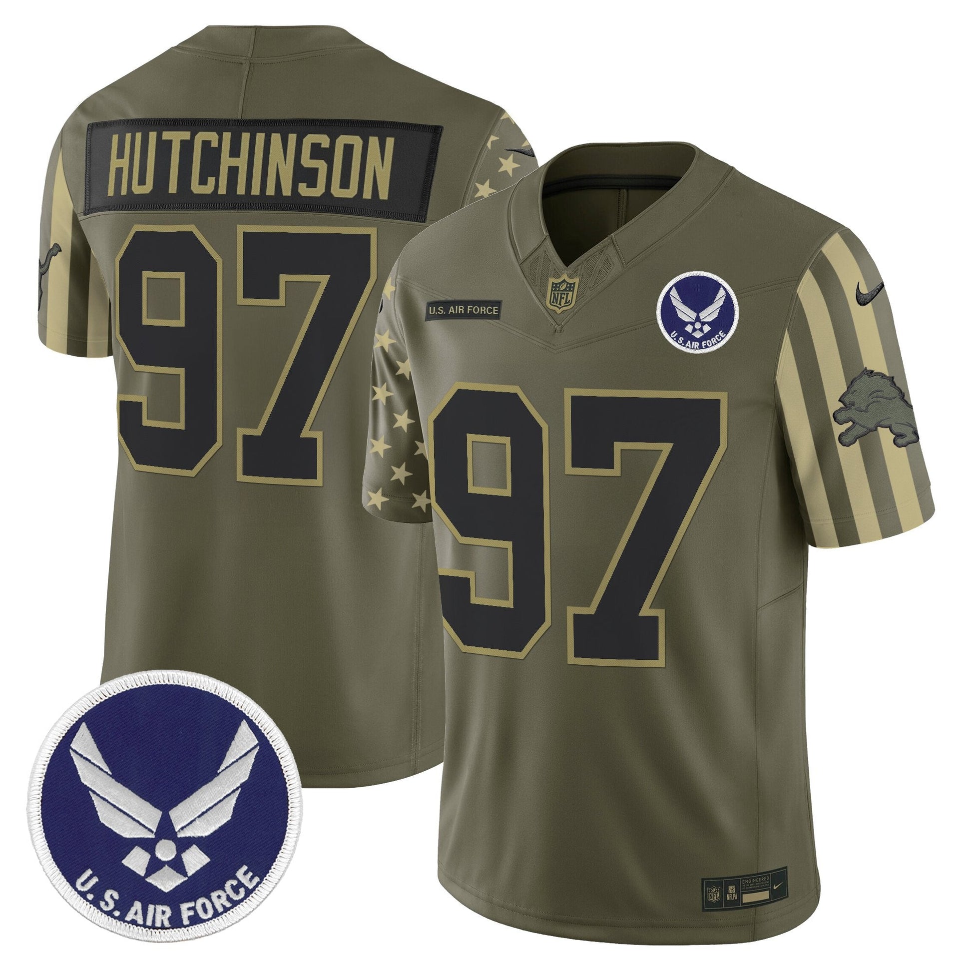 Men's Detroit Lions x U.S. Military Veteran Vapor Limited Jersey - All Stitched