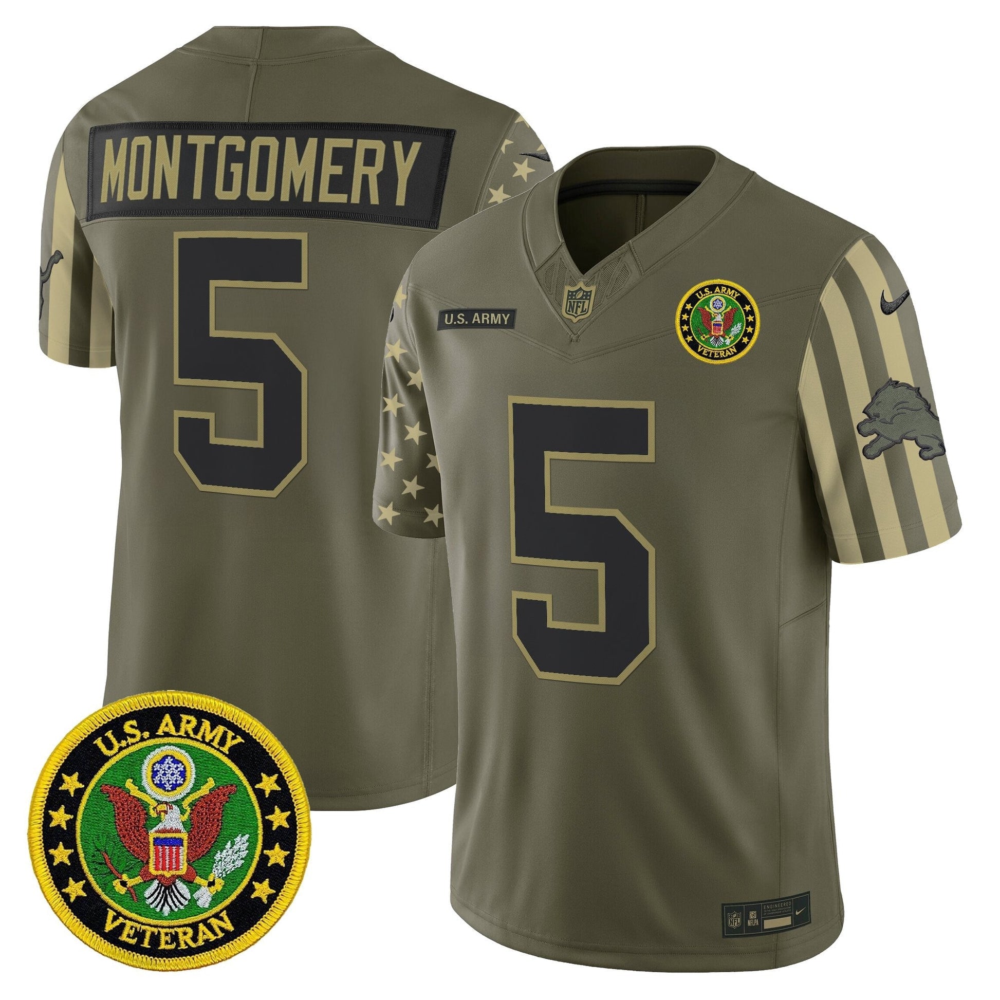 Men's Detroit Lions x U.S. Military Veteran Vapor Limited Jersey - All Stitched