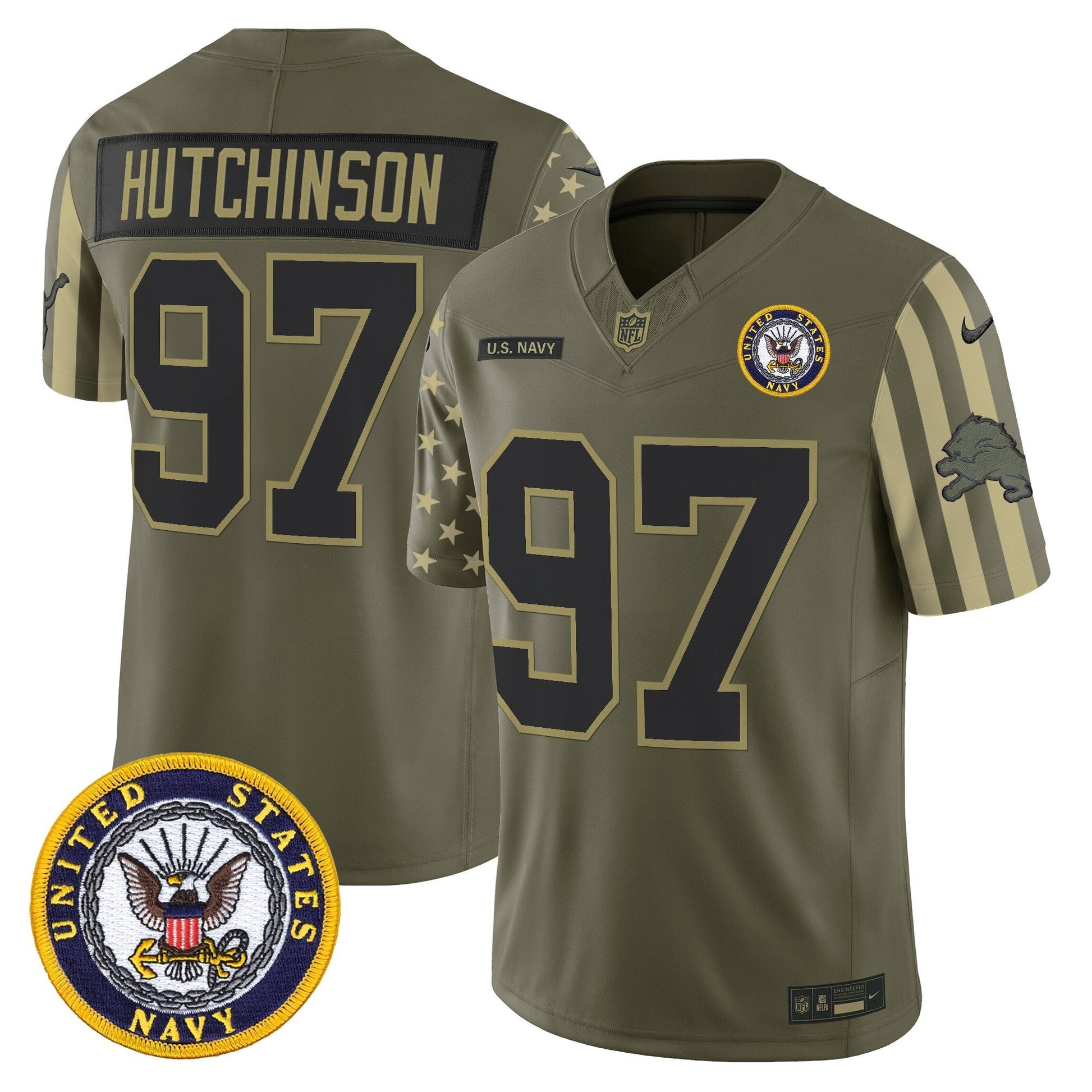 Men's Detroit Lions x U.S. Military Veteran Vapor Limited Jersey - All Stitched