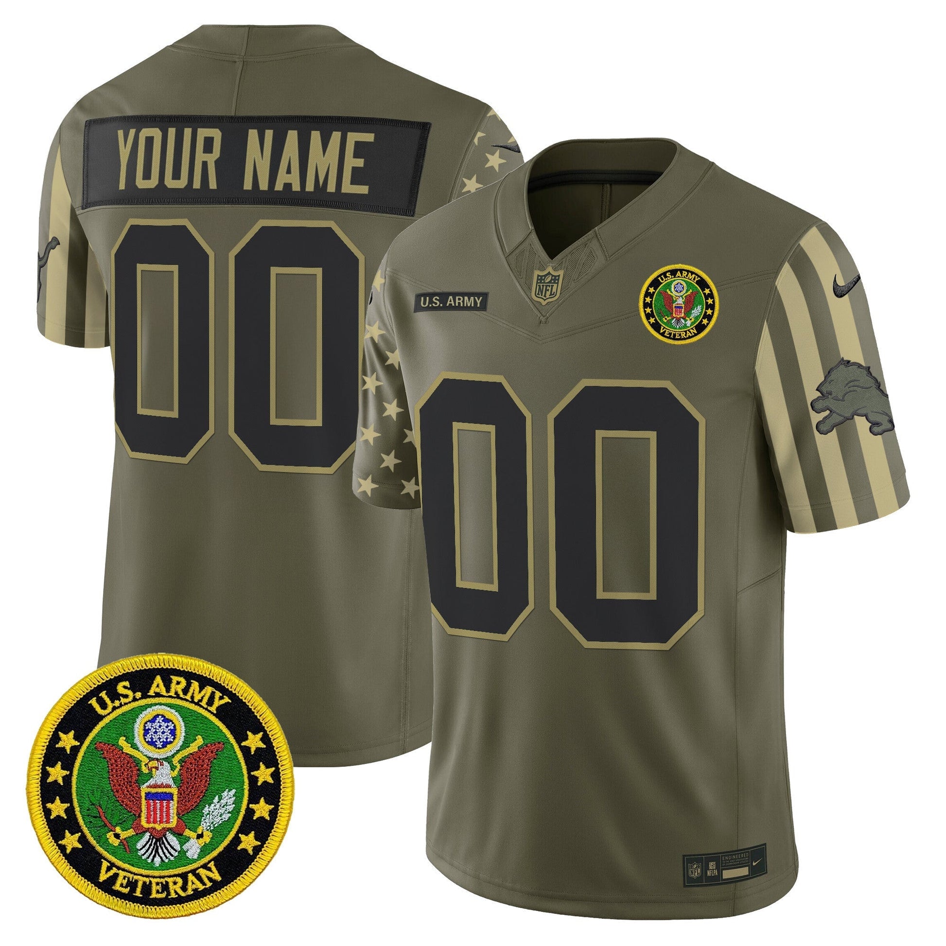 Detroit Lions x U.S. Military Veteran Vapor Limited Custom Jersey - All Stitched