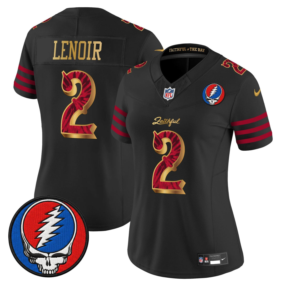 Women's San Francisco 49ers x Grateful Dead Rivalries Vapor Limited Jersey - Rivalries Edition - All Stitched