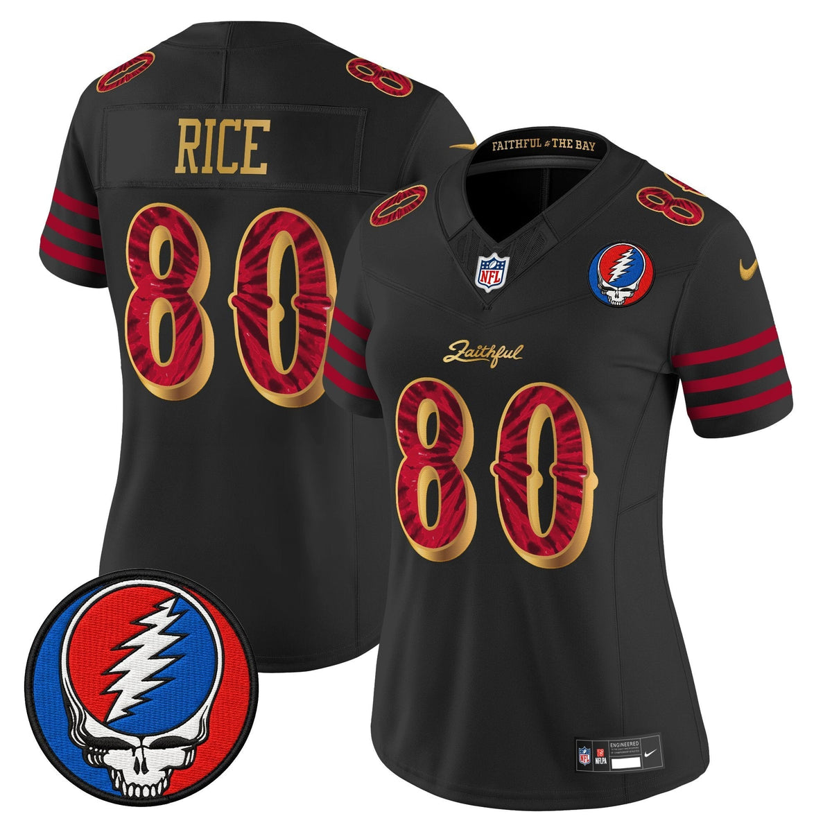 Women's San Francisco 49ers x Grateful Dead Rivalries Vapor Limited Jersey - Rivalries Edition - All Stitched