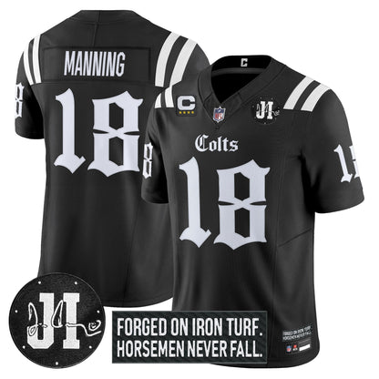 Men's Indianapolis Colts 2025 'Gothic Iron Hoof Edition' Vapor Limited Jersey - Jim Irsay Patch - All Stitched