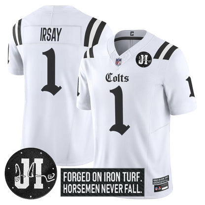 Men's Indianapolis Colts 2025 'Gothic Iron Hoof Edition' Vapor Limited Jersey - Jim Irsay Patch - All Stitched
