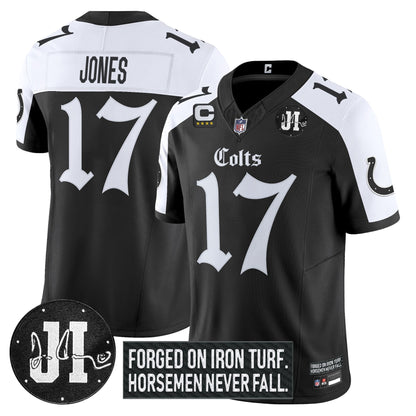 Men's Indianapolis Colts 2025 'Gothic Iron Hoof Edition' Vapor Limited Jersey - Jim Irsay Patch - All Stitched