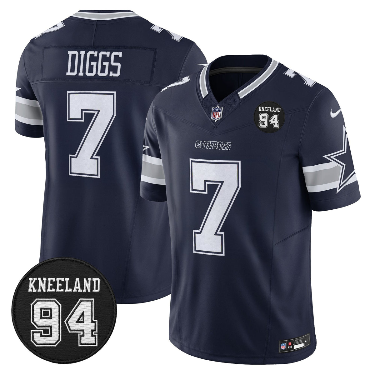 Men's Dallas Cowboys #94 Marshawn Kneeland Memorial Patch Vapor Limited Jersey - All Stitched