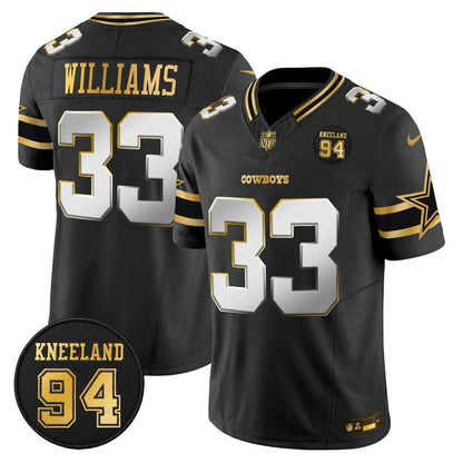 Men's Dallas Cowboys #94 Marshawn Kneeland Memorial Patch Gold Vapor Limited Jersey - All Stitched
