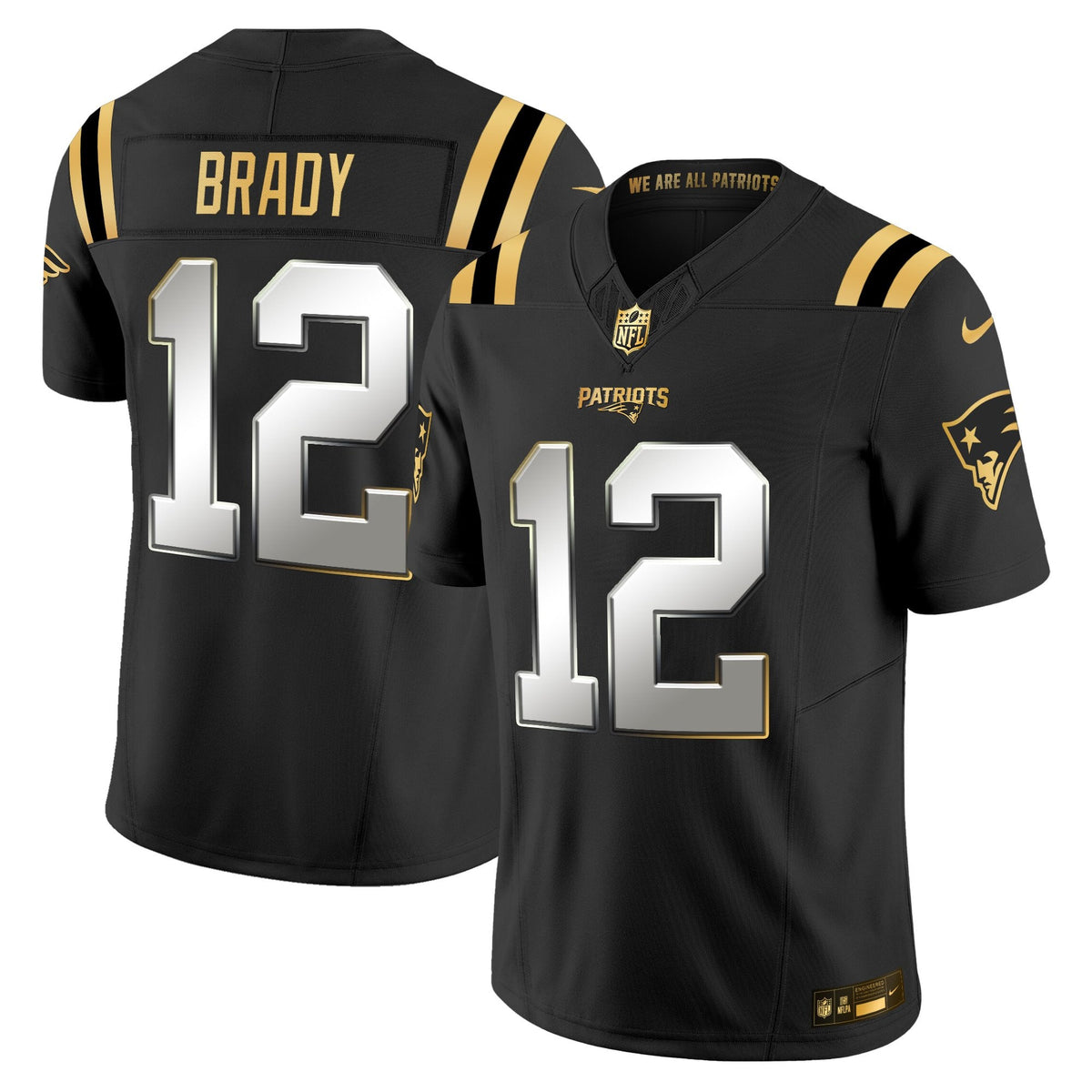 Men's New England Patriots 2025 Gold Vapor Limited Jersey - All Stitched