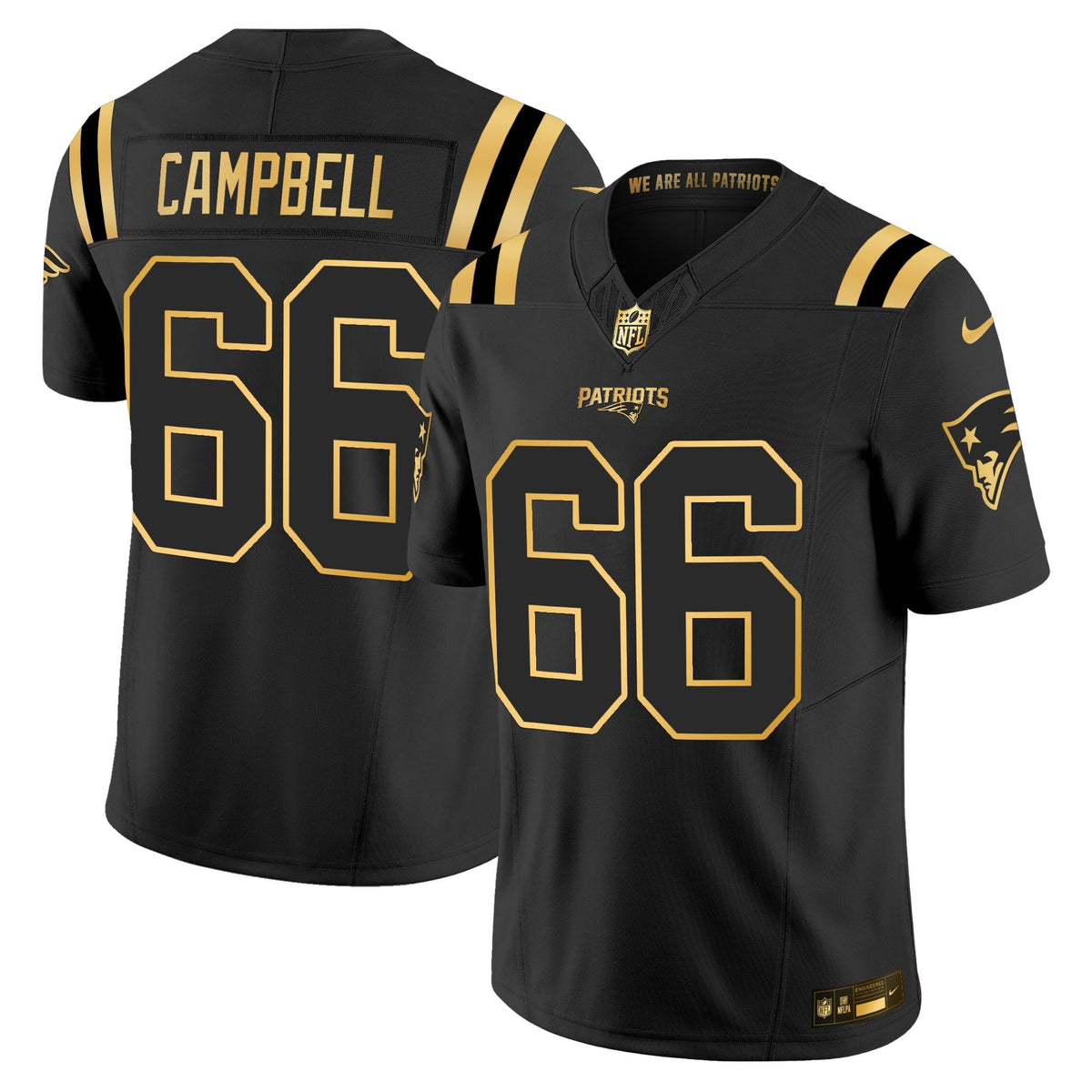 Men's New England Patriots 2025 Gold Vapor Limited Jersey - All Stitched