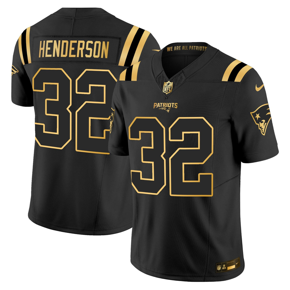 Men's New England Patriots 2025 Gold Vapor Limited Jersey - All Stitched