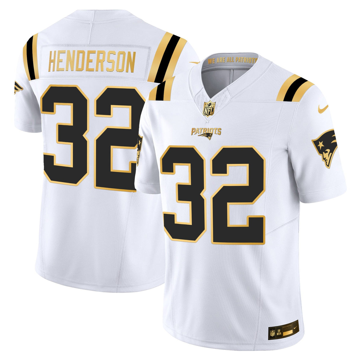 Men's New England Patriots 2025 Gold Vapor Limited Jersey - All Stitched