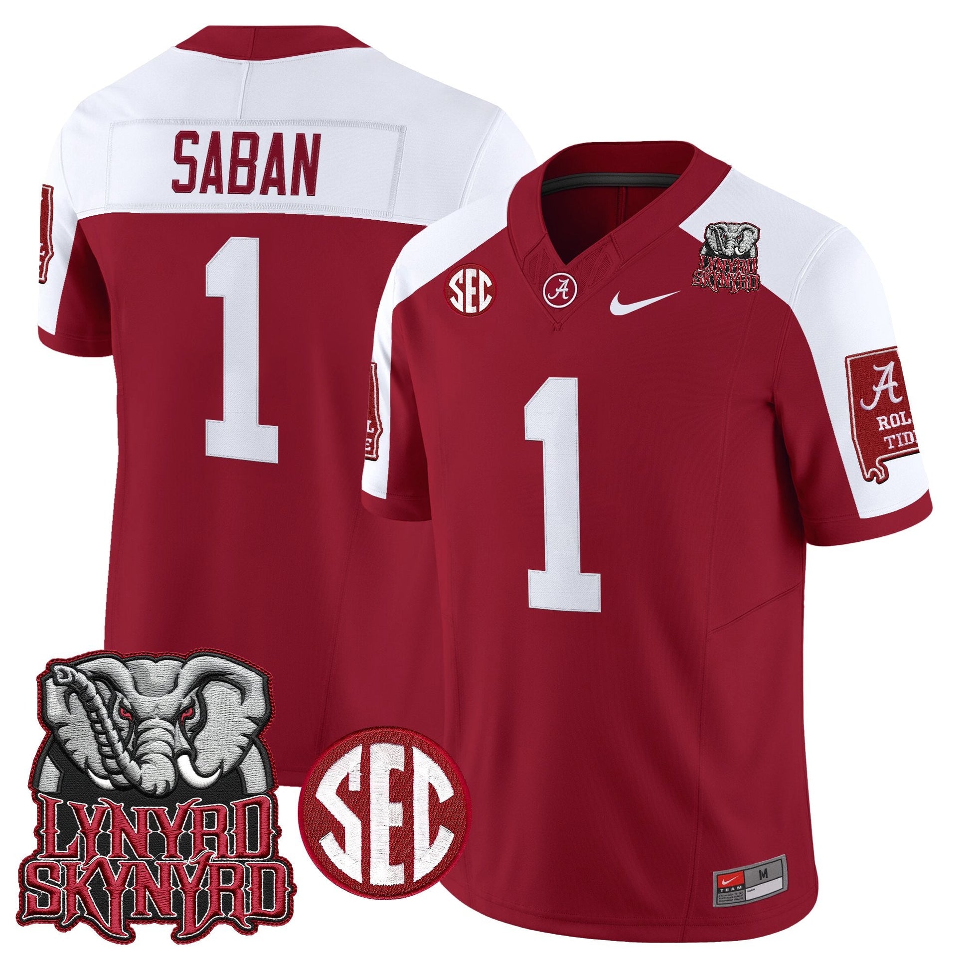 Men's Alabama Crimson Tide x Lynyrd Skynyrd Vapor Limited Jersey - Alabama Map - All Stitched