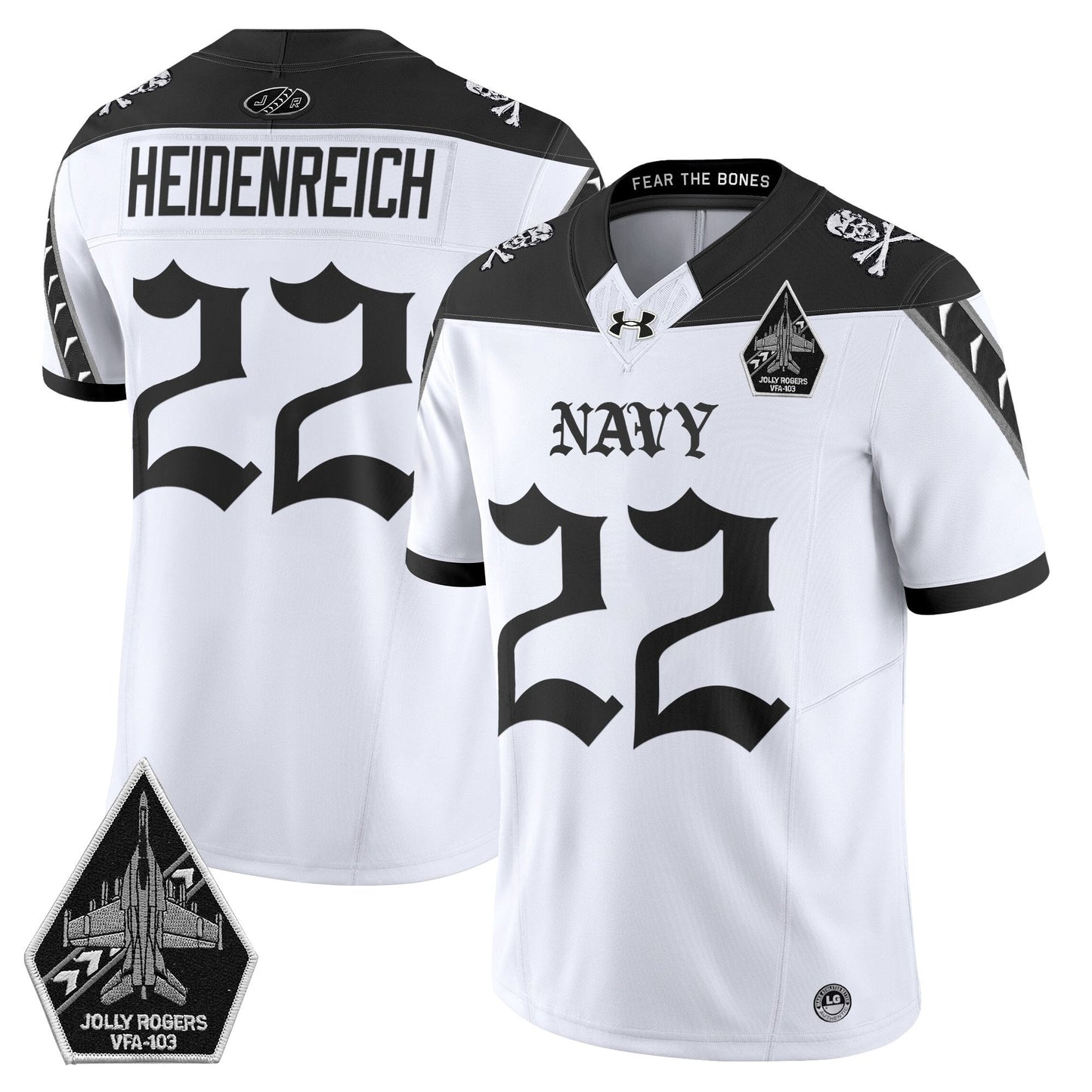 Men's Navy Midshipmen 'Jolly Rogers: Gothic Squadron Edition' Vapor Limited Jersey - All Stitched