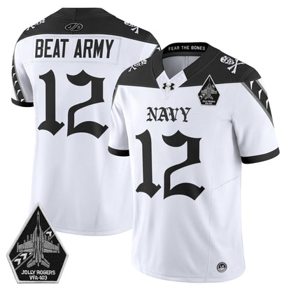 Men's Navy Midshipmen 'Jolly Rogers: Gothic Squadron Edition' Vapor Limited Jersey - All Stitched