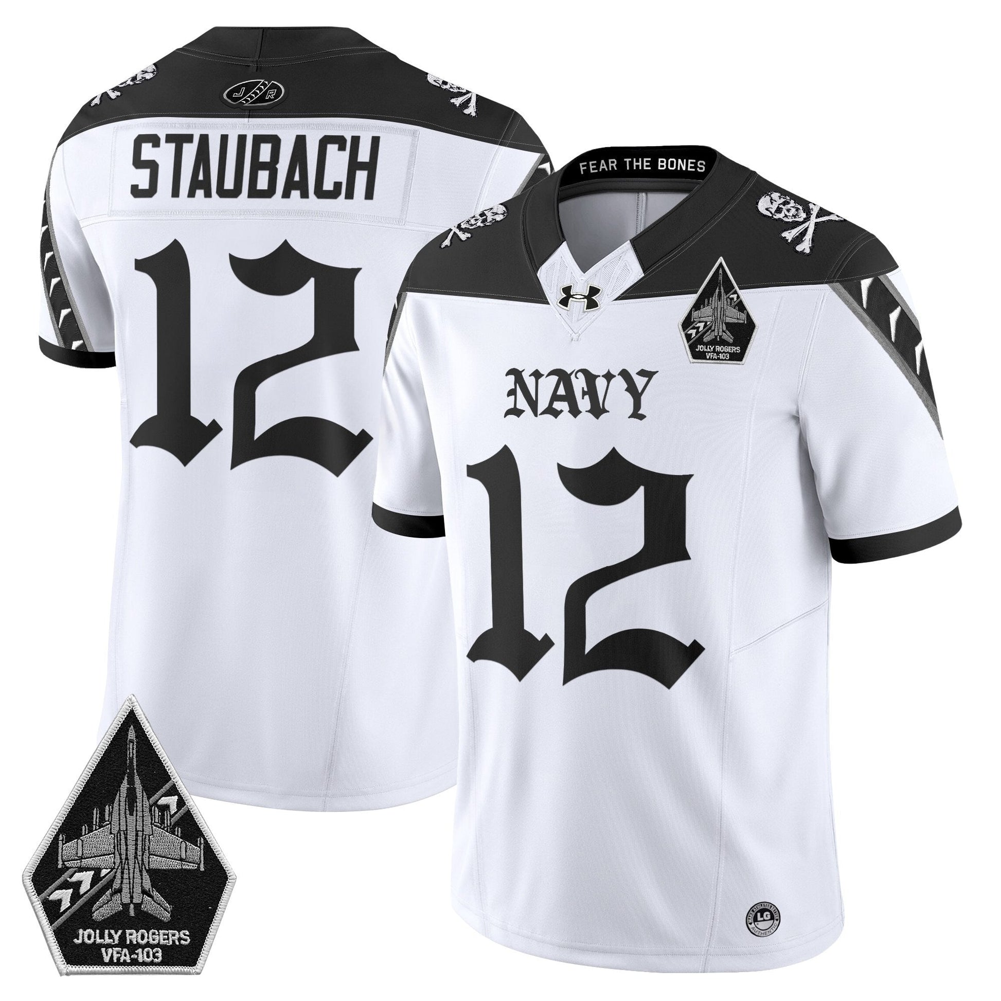 Men's Navy Midshipmen 'Jolly Rogers: Gothic Squadron Edition' Vapor Limited Jersey - All Stitched