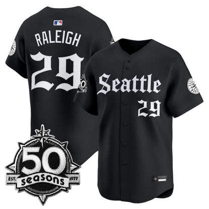 Men's Seattle Mariners 50 Seasons Patch Vapor Premier Limited Jersey - Gothic Edition - All Stitched