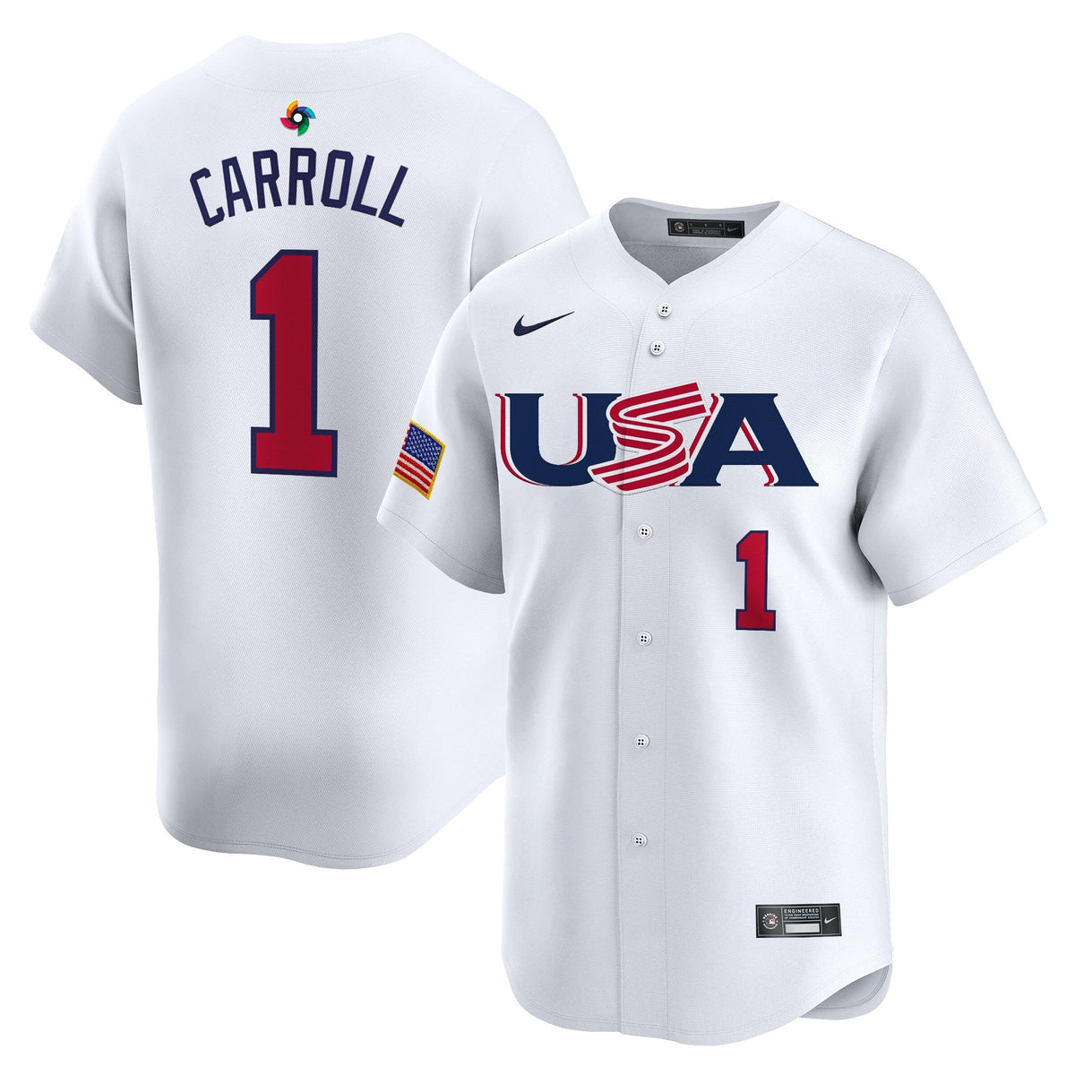 Men's Team USA World Baseball Classic Vapor Premier Jersey - 2026 Roster (Projected Number) - All Stitched