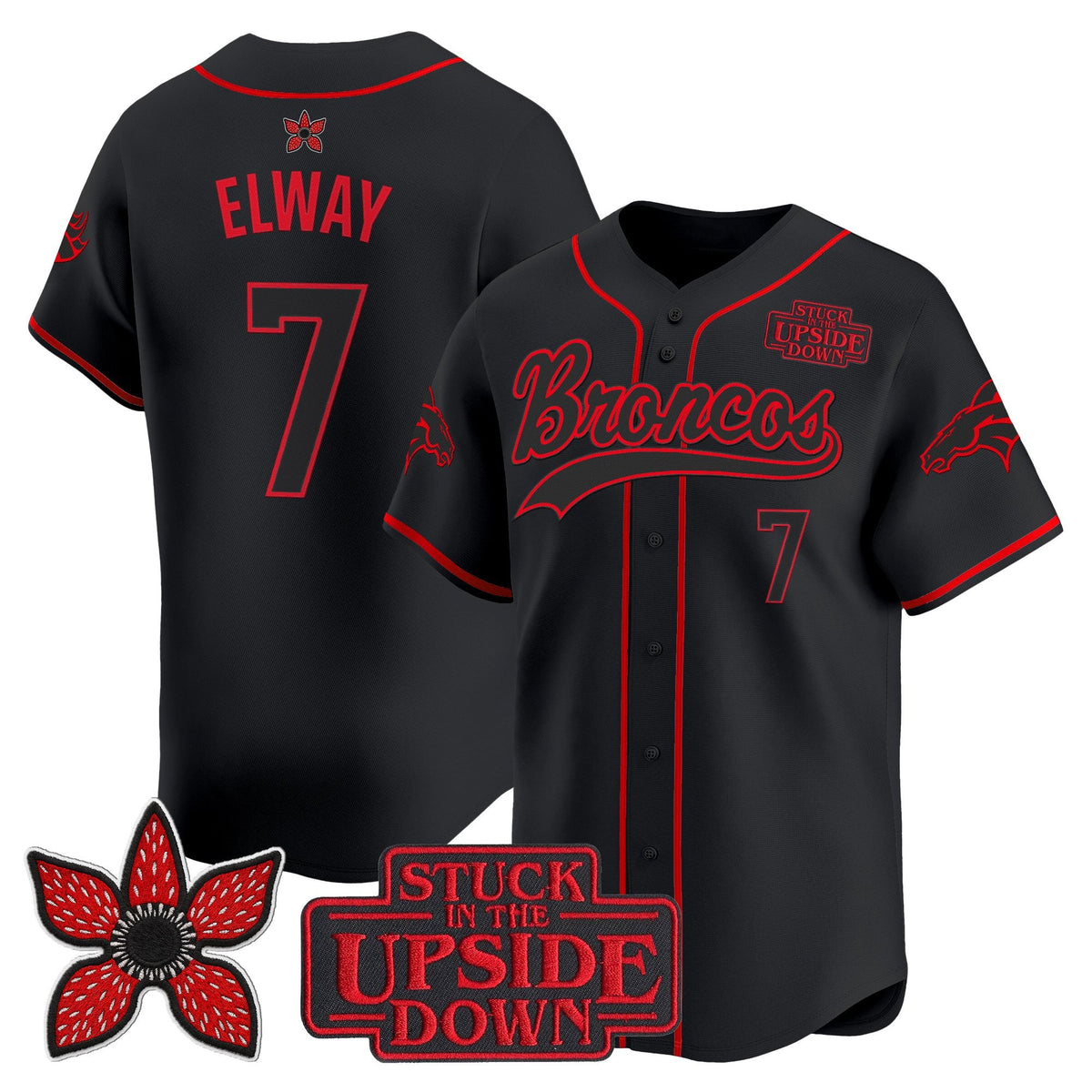 Denver Broncos 'Stranger Things Edition' Vapor Baseball Jersey - All Stitched