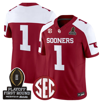 Men's Oklahoma Sooners 2025 Playoff First Round Vapor Limited Jersey - All Stitched