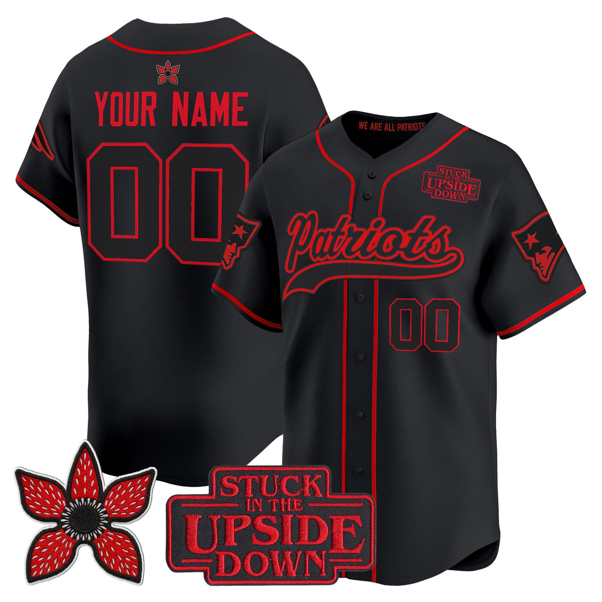 New England Patriots 'Stranger Things Edition' Vapor Baseball Custom Jersey - All Stitched