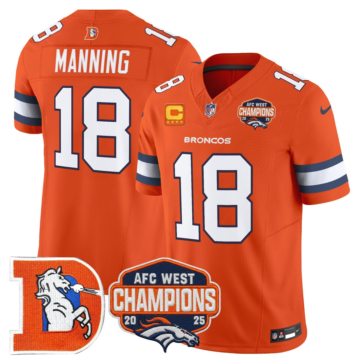 Men's Denver Broncos Throwback Vapor Limited Jersey - 2025 AFC West Division Champions Patch - All Stitched