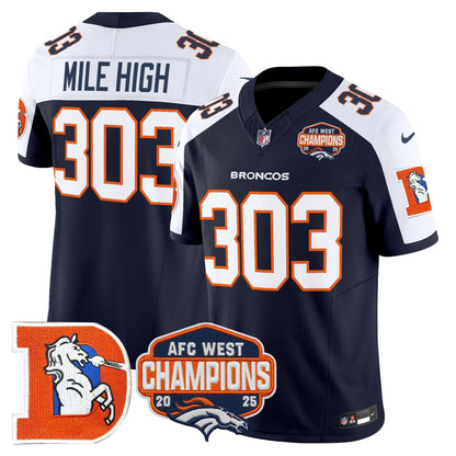Men's Denver Broncos Throwback Vapor Limited Jersey - 2025 AFC West Division Champions Patch - All Stitched