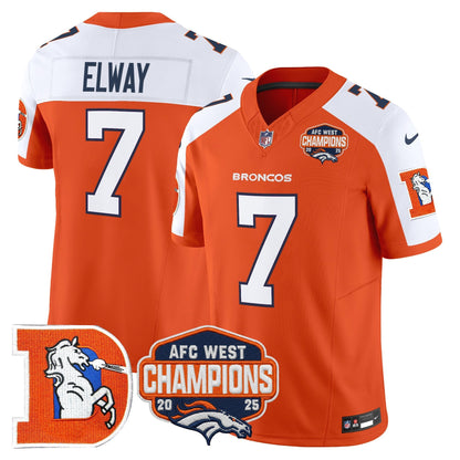 Men's Denver Broncos Throwback Vapor Limited Jersey - 2025 AFC West Division Champions Patch - All Stitched
