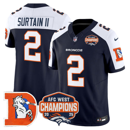 Men's Denver Broncos Throwback Vapor Limited Jersey - 2025 AFC West Division Champions Patch - All Stitched