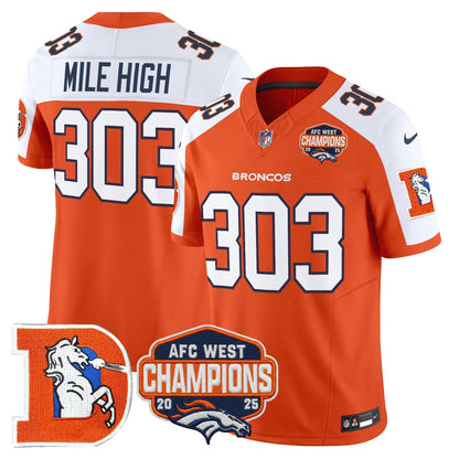 Men's Denver Broncos Throwback Vapor Limited Jersey - 2025 AFC West Division Champions Patch - All Stitched