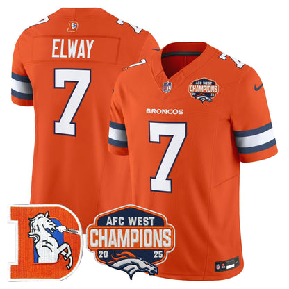 Men's Denver Broncos Throwback Vapor Limited Jersey - 2025 AFC West Division Champions Patch - All Stitched