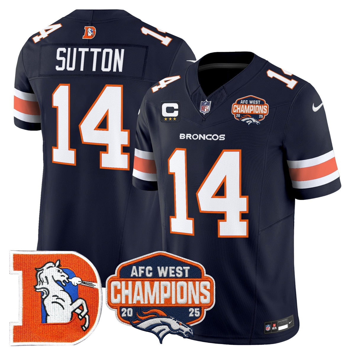 Men's Denver Broncos Throwback Vapor Limited Jersey - 2025 AFC West Division Champions Patch - All Stitched