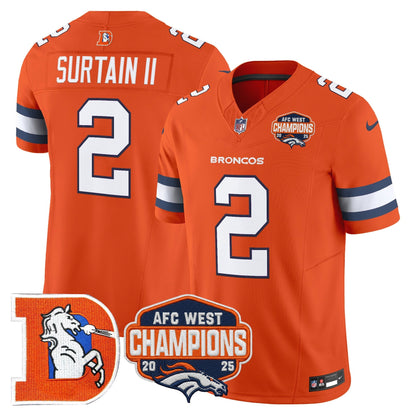 Men's Denver Broncos Throwback Vapor Limited Jersey - 2025 AFC West Division Champions Patch - All Stitched