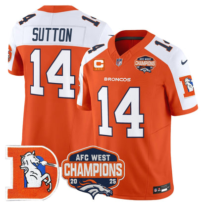 Men's Denver Broncos Throwback Vapor Limited Jersey - 2025 AFC West Division Champions Patch - All Stitched