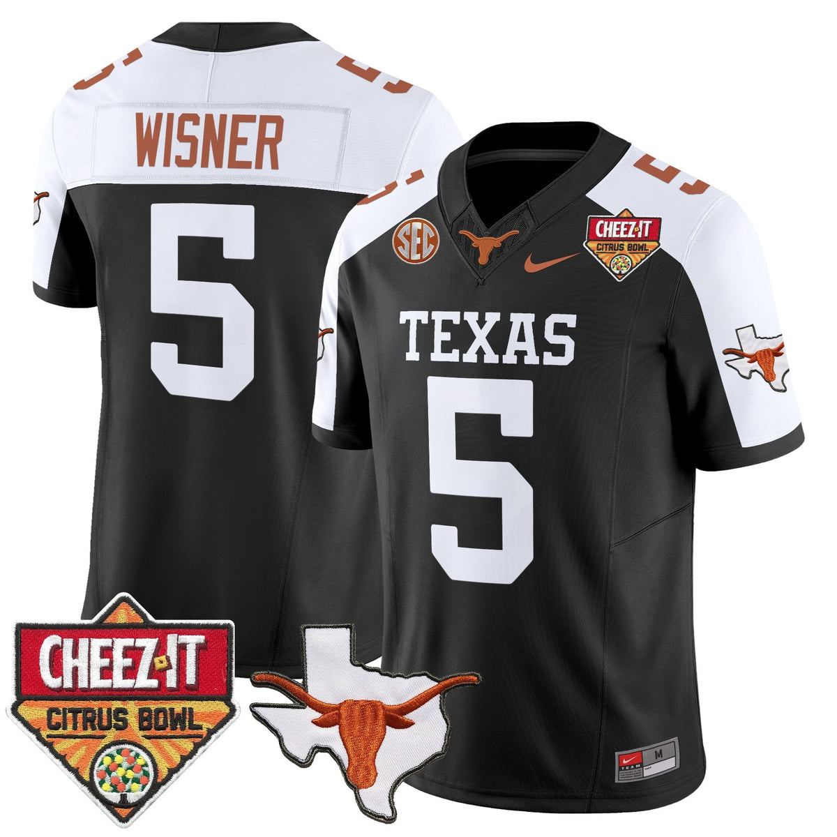 Men's Texas Longhorns 2025 Cheez-It Citrus Bowl Patch Vapor Limited Jersey - All Stitched