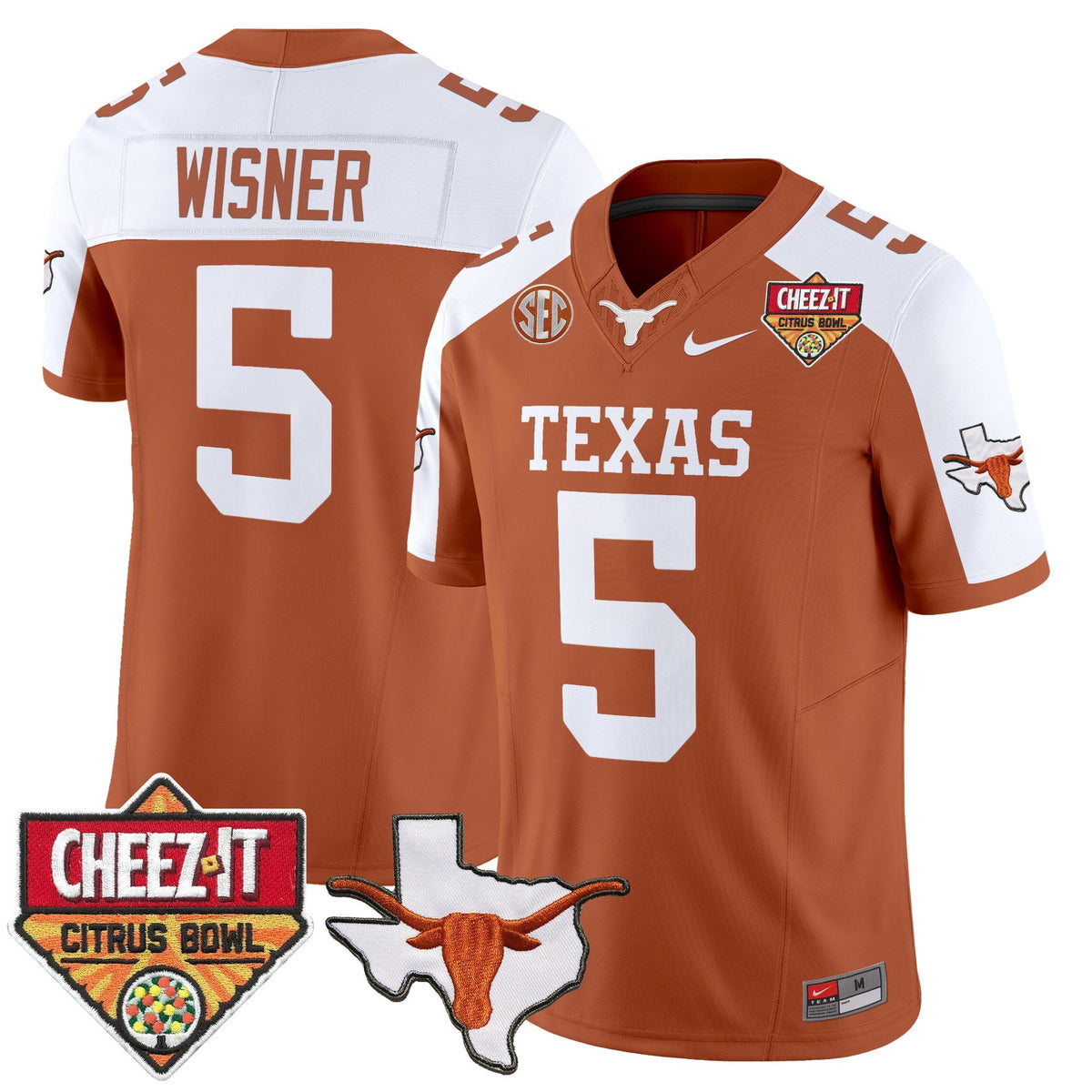 Men's Texas Longhorns 2025 Cheez-It Citrus Bowl Patch Vapor Limited Jersey - All Stitched
